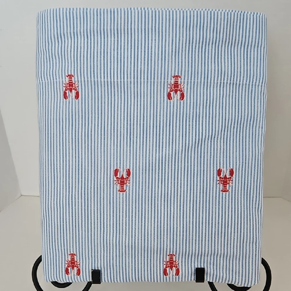 Tommy Hilfiger White Blue Stripes Red Nautical Lobster Cotton Twin Flat Sheet
